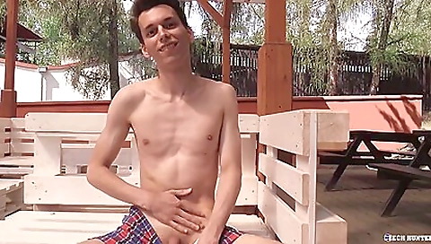 Outdoor naked amateur girl twinking for extra money
