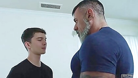 Oldy rimming her stepson's big dick in a threesome