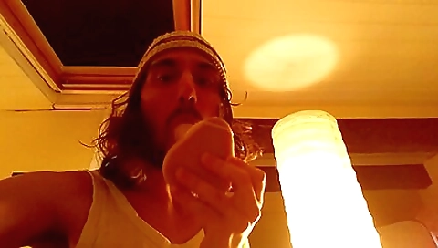 Hunk plays guitar solo and plays with his big cock