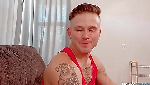 tattooed guy gets his big cock in a hardcore back fuck