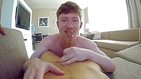 A horny and hungry guy gives a blowjob to his girlfriend