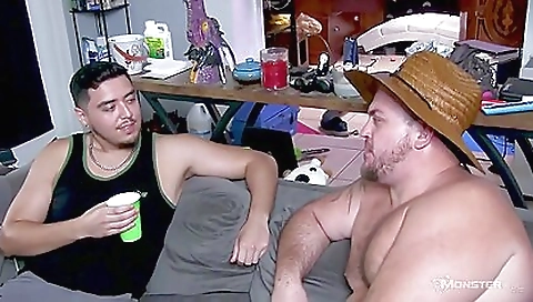 Horny amateur bear and his best friend is riding on cock