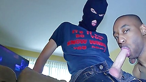 Anon girl on the couch wears black helmet and fucks