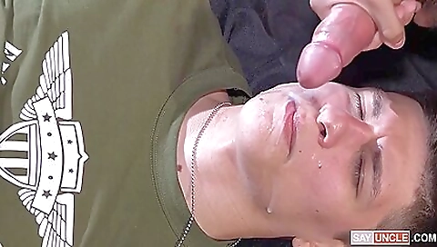 Military guy with a hot shaved cunt fucks a sexy group