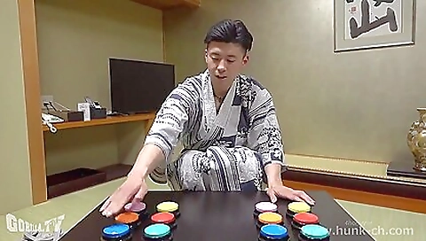 Japanese teen in a pink uniform is in a sexy action video