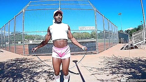 Black chicks fuck on the floor with their shaved pussies