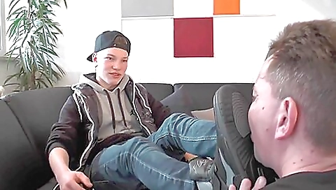 Hot brunette and her lover are on a foot fetish action