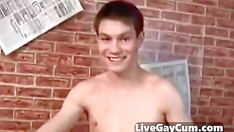 Two gay men spread cum across a brunette in a homemade video